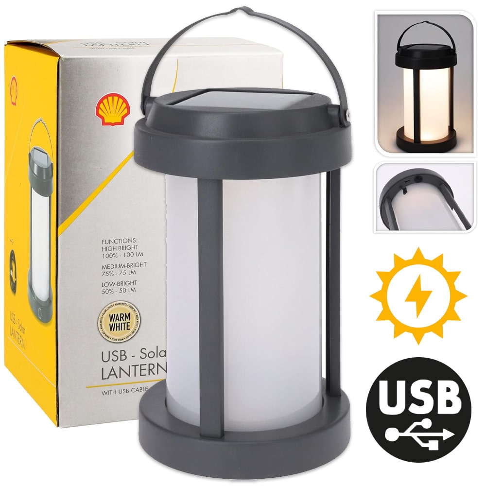 Lanterne rechargeable USB et solaire SHELL