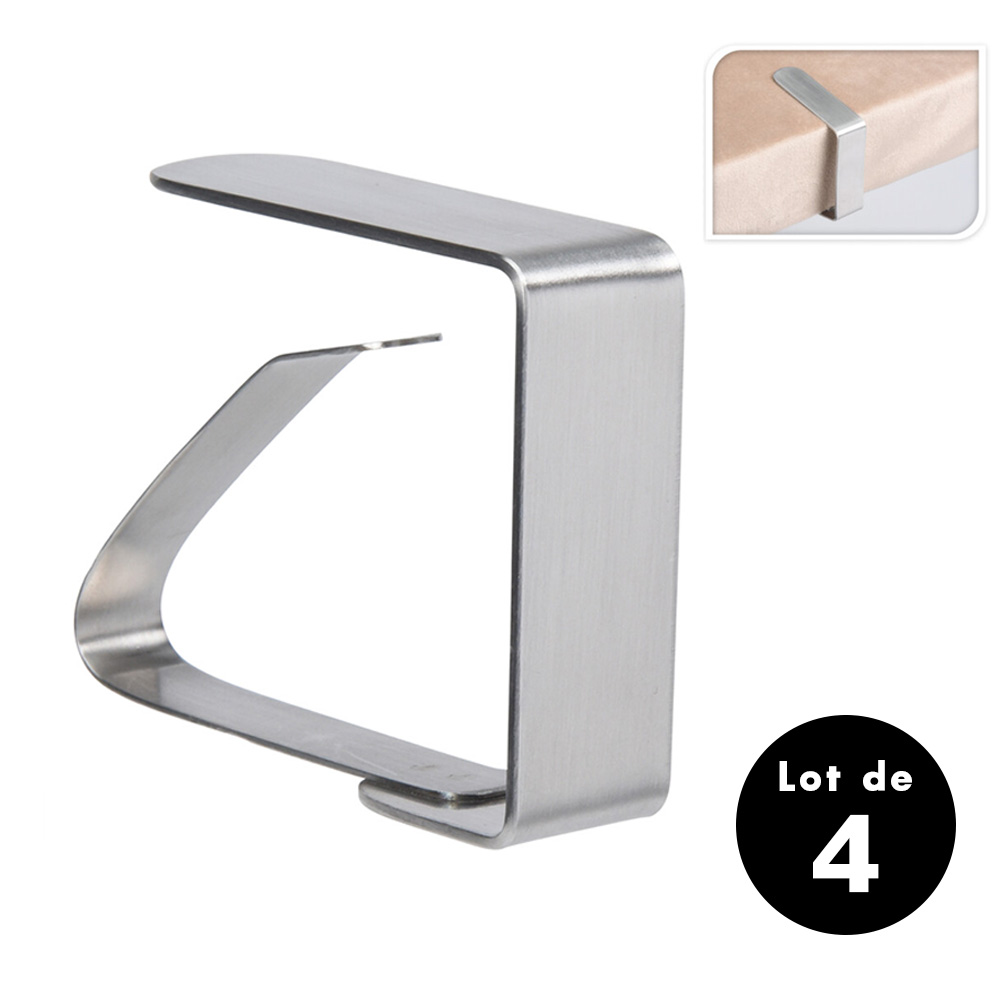 Lot de 4 pinces  nappe en acier inoxydable
