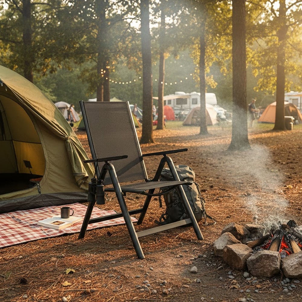 Chaise de jardin inclinable aluminium noir