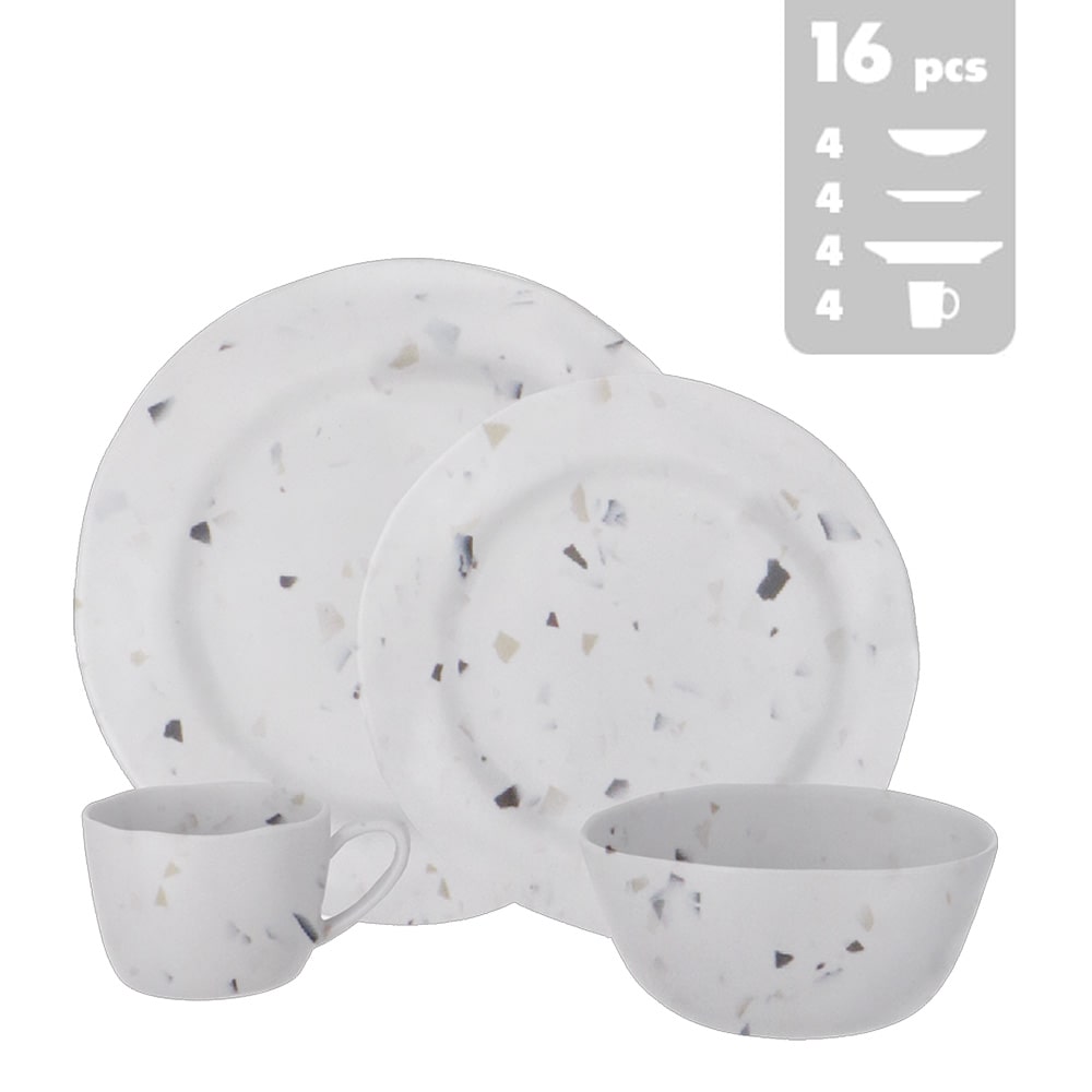 Lot de vaisselle Mlamine Soria Terrazzo
