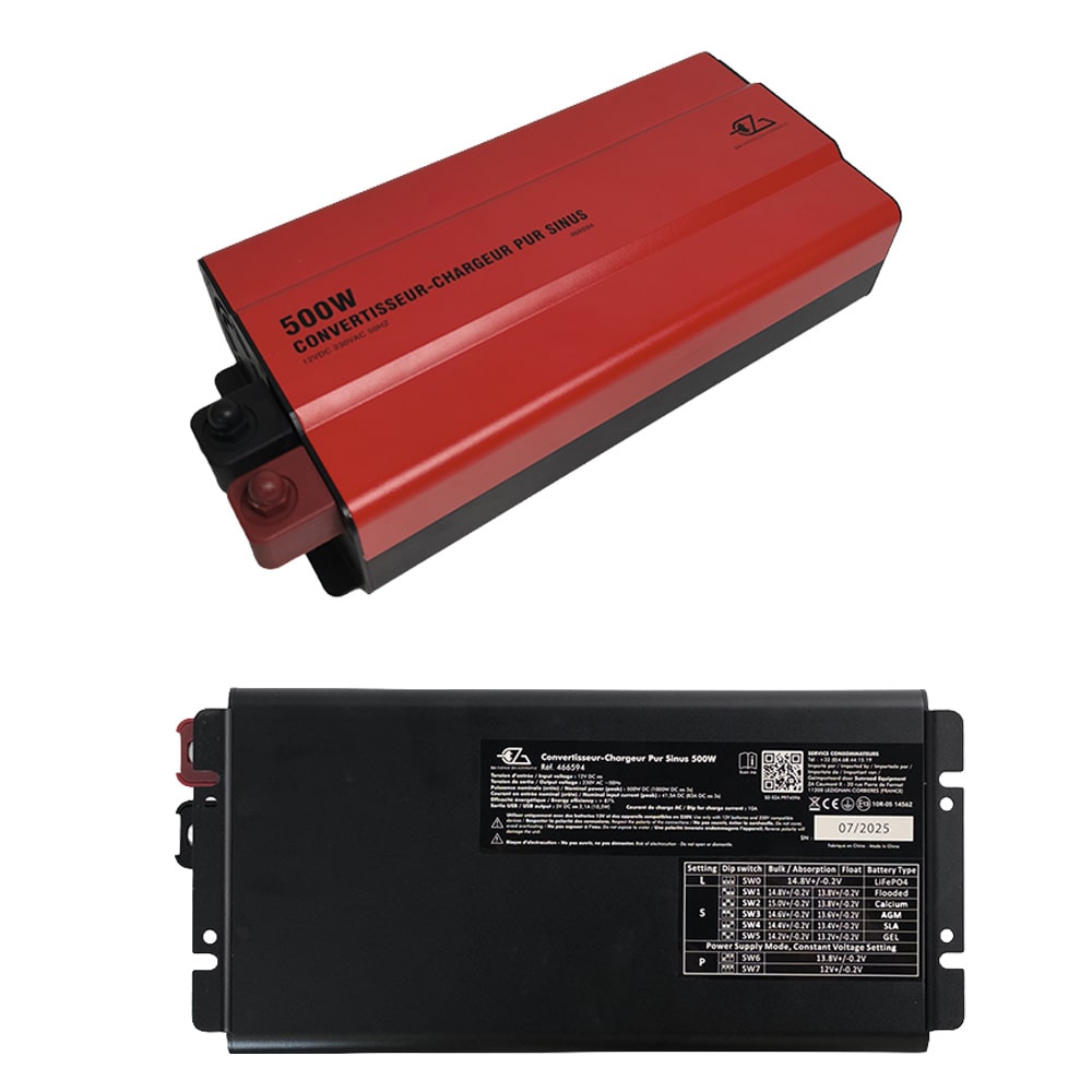 Chargeur convertisseur 500W Pur Sinus 12V/230V avec MPS EZA