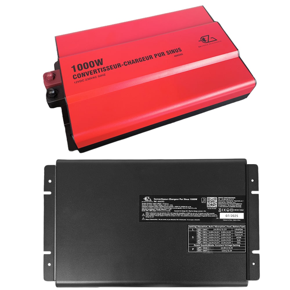 Chargeur convertisseur 1000W Pur Sinus 12V/230V avec MPS EZA