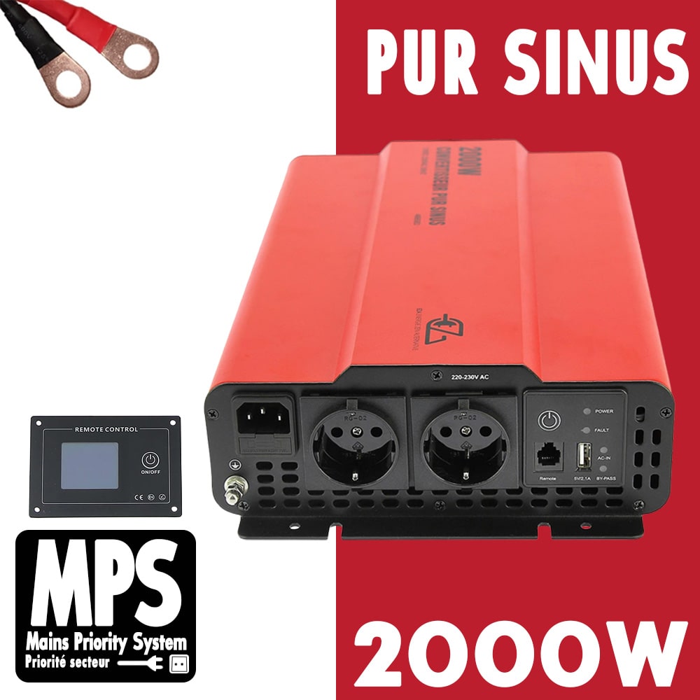 Convertisseur Pur Sinus 2000W 12/230V EZA