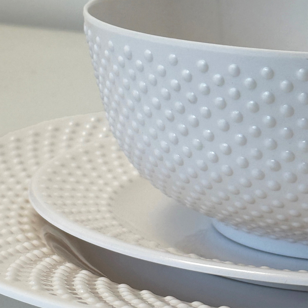 Assiette en mlamine blanche  points 21 cm