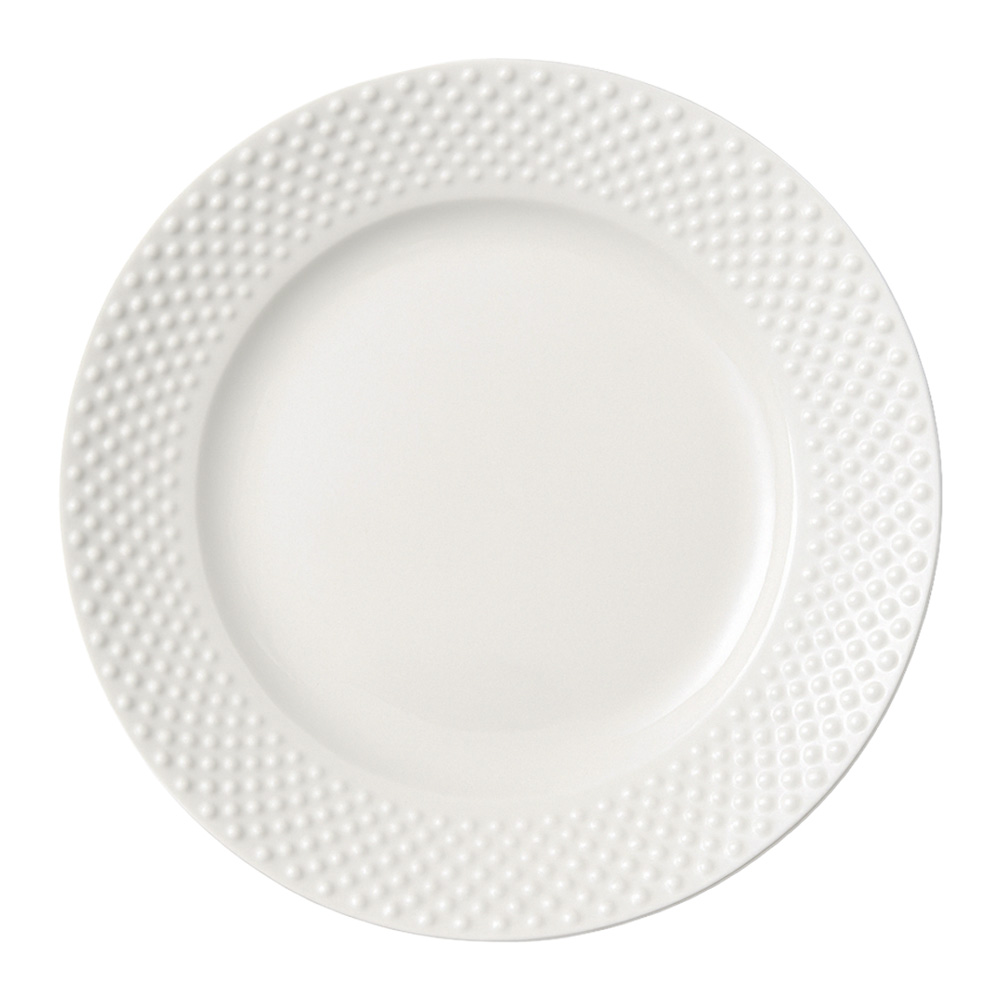 Assiette en mlamine blanche  points 28 cm