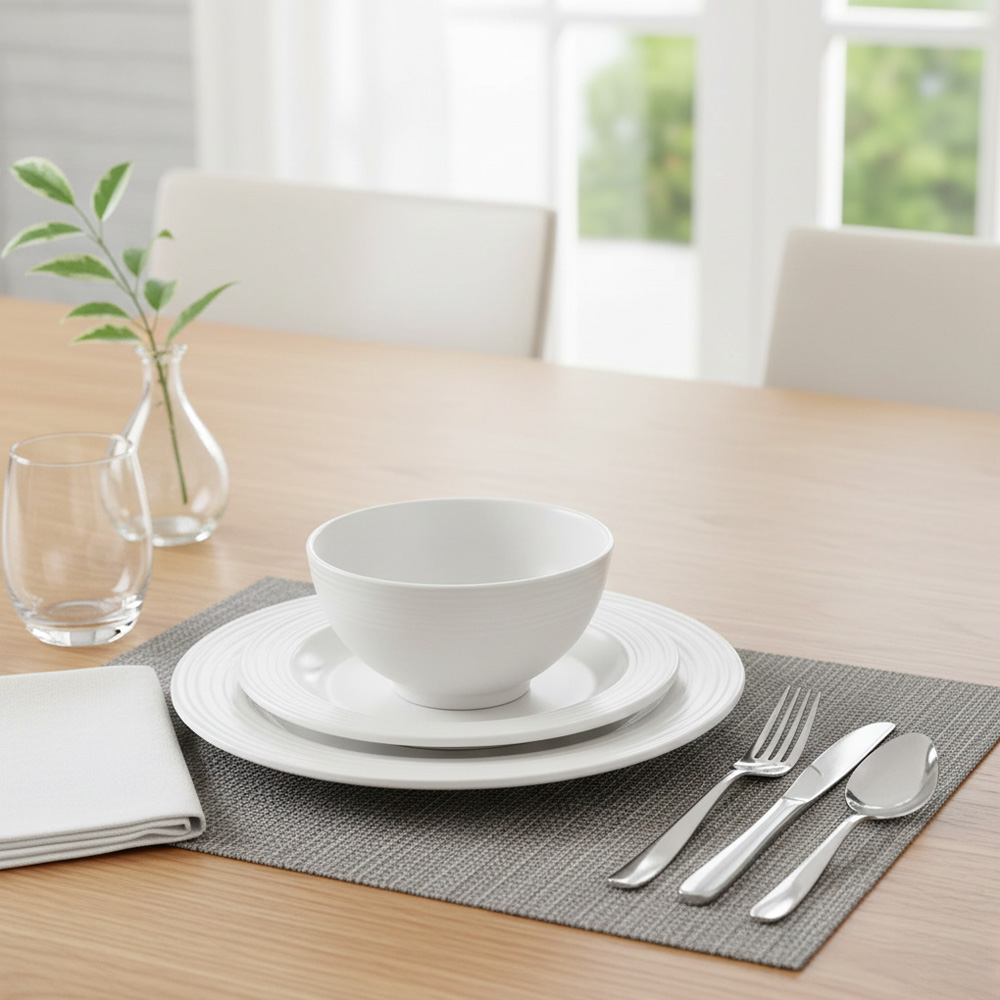 Assiette en mlamine raye blanche 20 cm