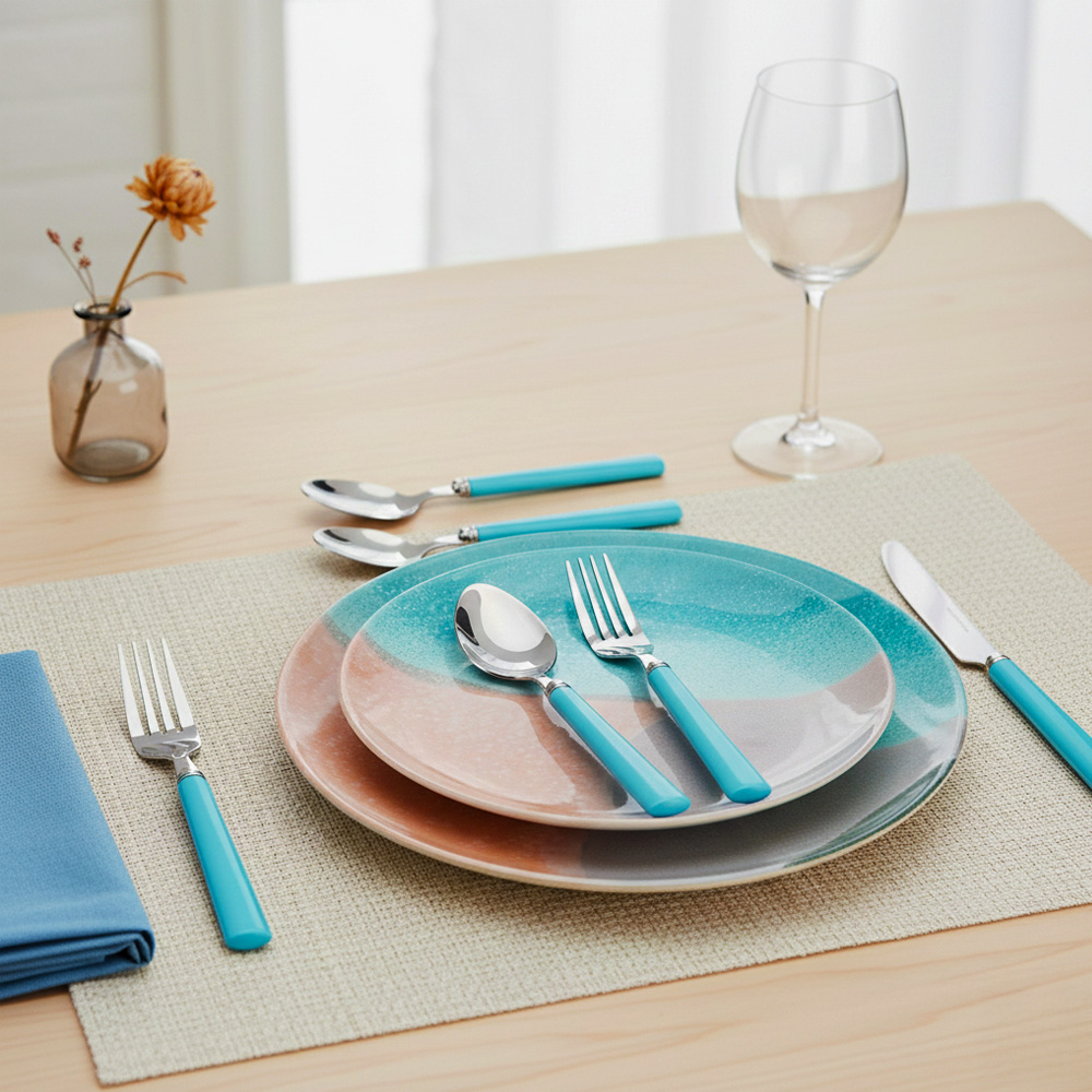 Set de couverts 16 pi�ces bleu