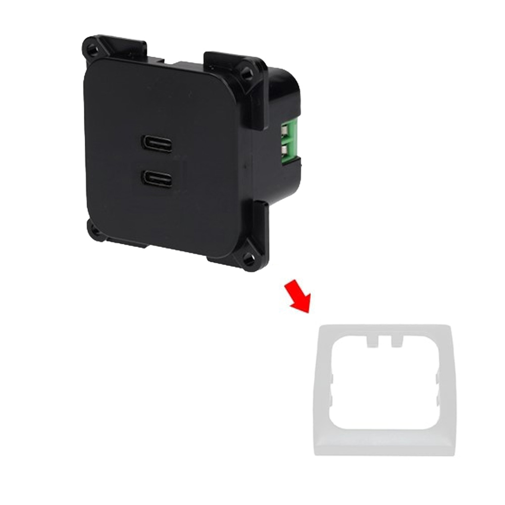 Prise double USB-C 45W C-Line noire HABA