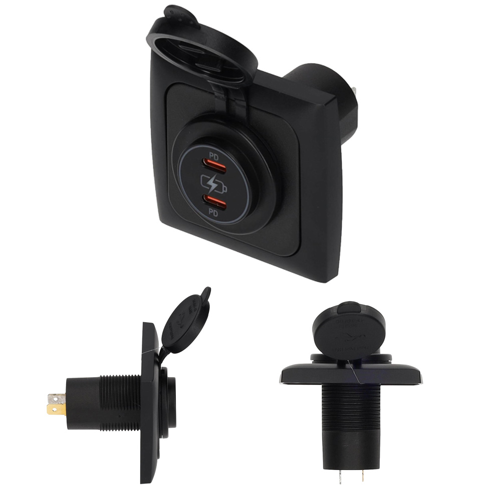 Prise double USB-C 12V/24V Opal Power Line noire HABA