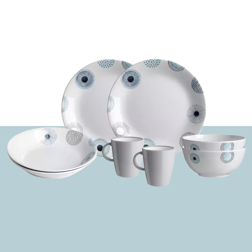 Lot de vaisselle Brunner 8 pi�ces Deep Sea m�lamine T�te-�-T�te