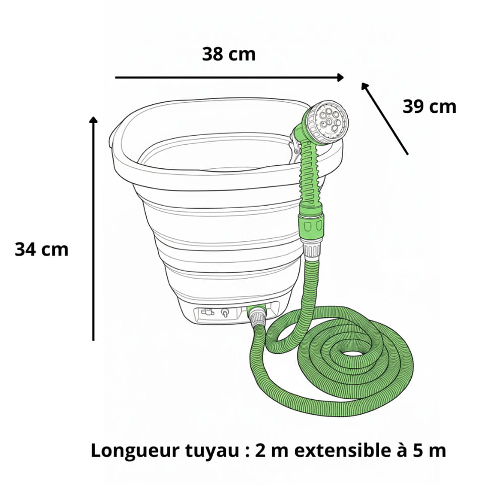 Seau pliable avec pompe et pistolet int�gr�es 15 L TRIGANO