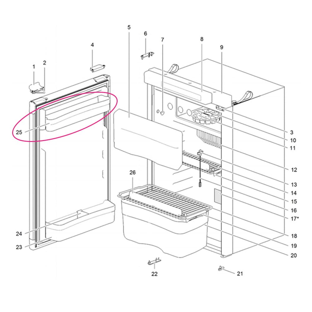 Bac de porte �troit THETFORD N90 N100 N108 N3090 N3100 N3108 N4090 N4108 N4100