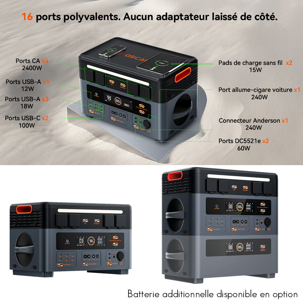Batterie Lithium Portable OSCAL PowerMax 2400 Pro