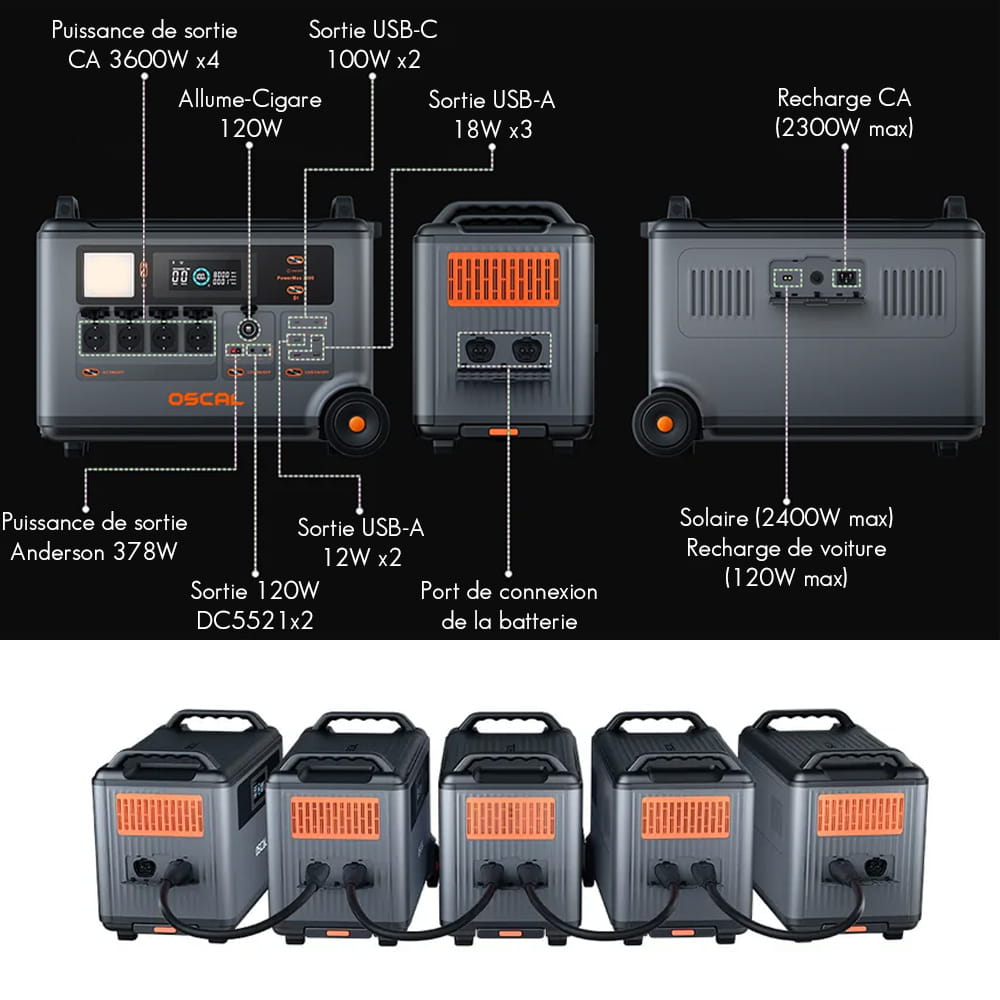 Batterie Lithium Portable OSCAL PowerMax 3600 SE