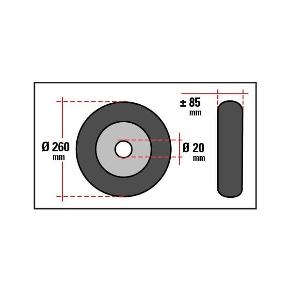 Roulette diamtre 260x85 gonflable