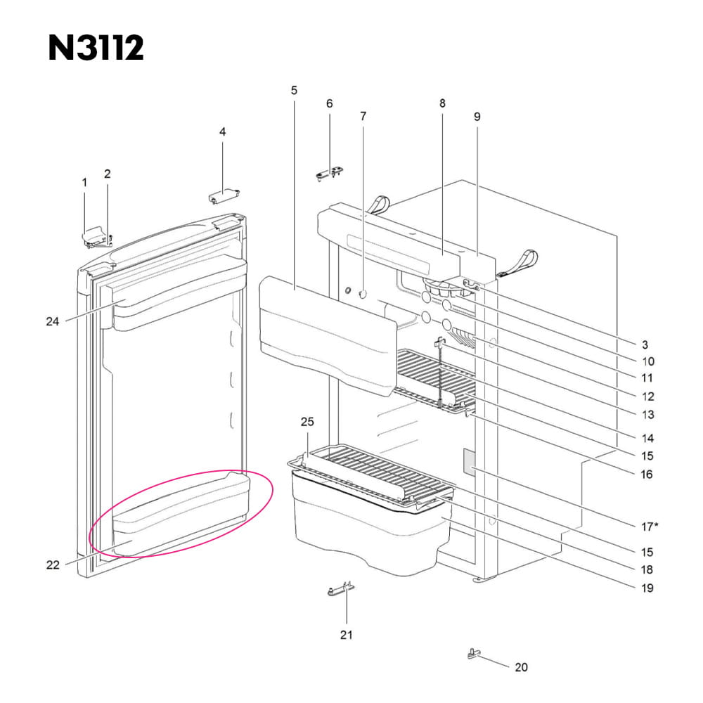 Balconnet � bouteilles THETFORD N3097 N3104 N3112 N4097 N4104 N4112