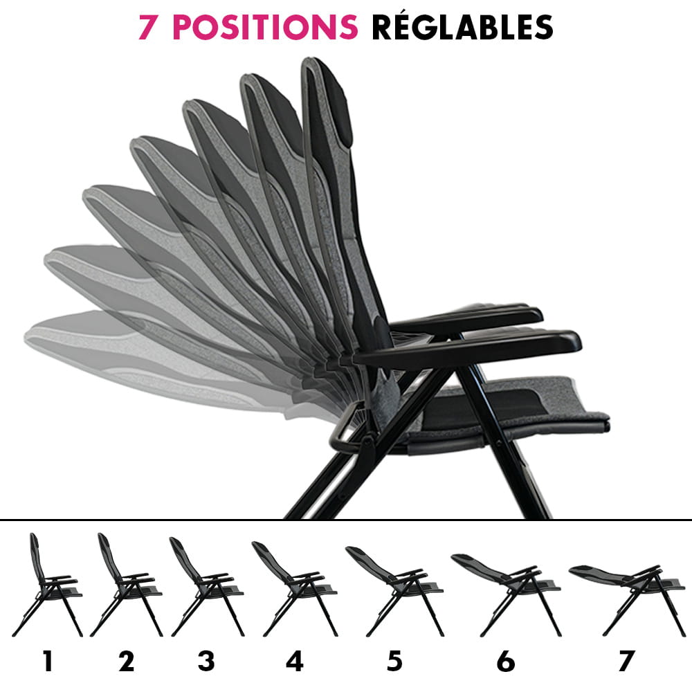 Pack de 2 Fauteuils matelass�s alu VIP Camping-Car Plus avec sac de rangement offert