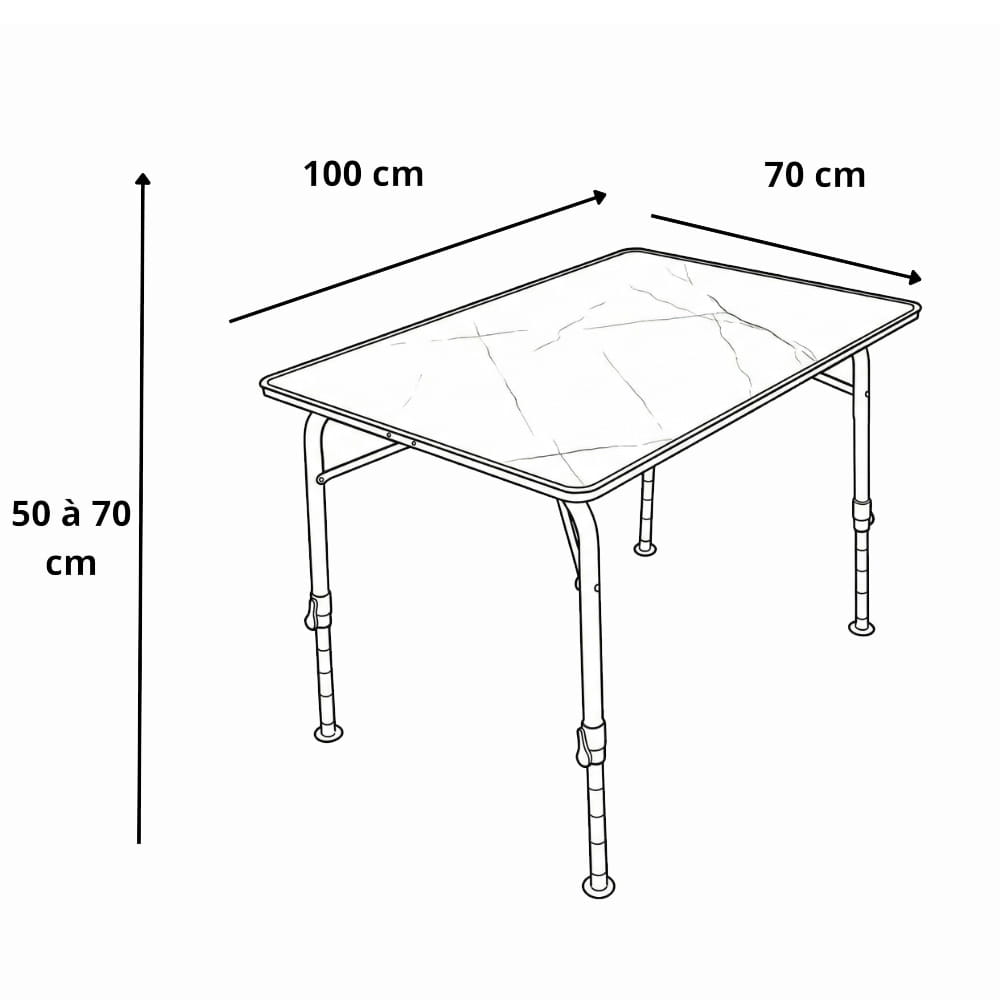 Table camping ultra l�g�re nid d'abeille S 100 x 70 TRIGANO