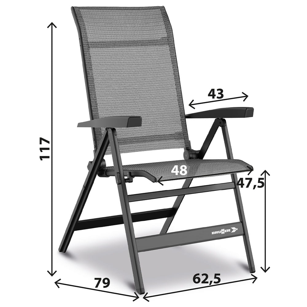 Fauteuil matelass� alu Travelounger Air M Poivre & Sel BRUNNER