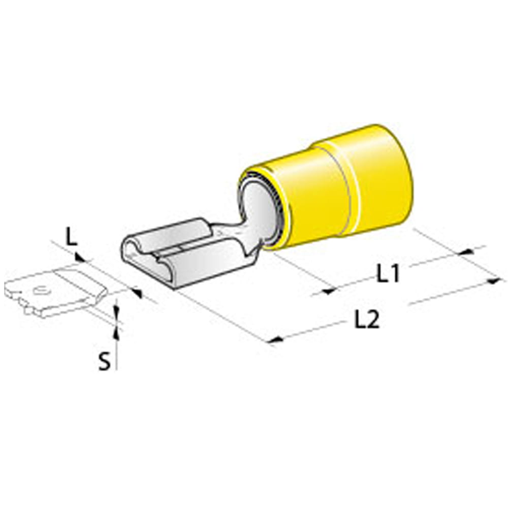 Cosses plates femelles 6,3 mm - 2,5 � 6 mm2 - Lot de 4