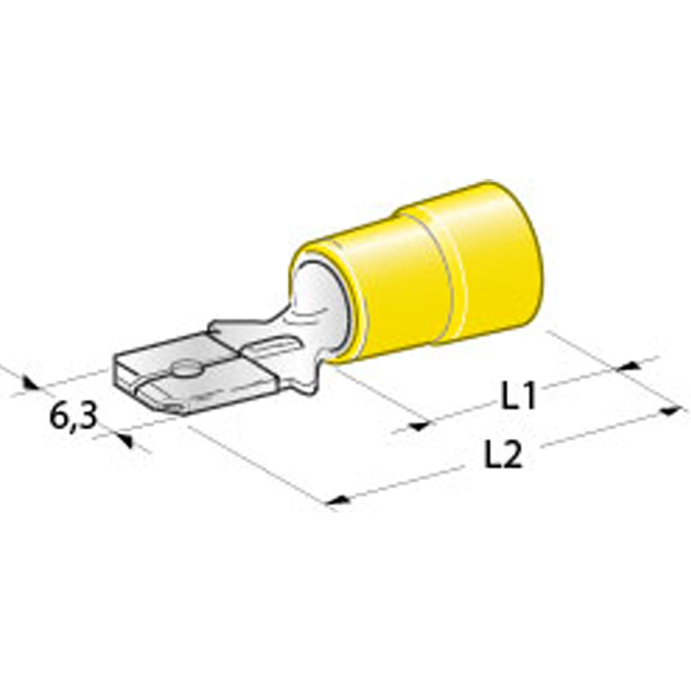 Cosses plates males 6,3 mm - 2,5 � 6 mm2 - Lot de 4