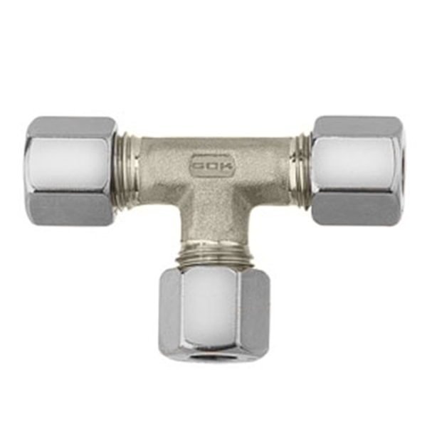 Raccord gaz bicone en T 10mm