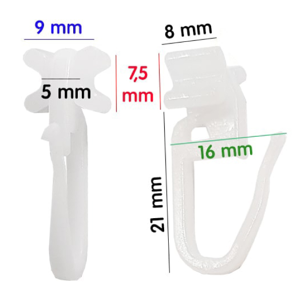 25 AGRAFES AVEC GLISSEURS PLASTIQUE
