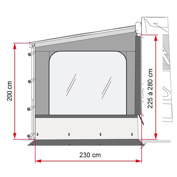 Paroi latérale pour store fiamma camping car - Équipement caravaning