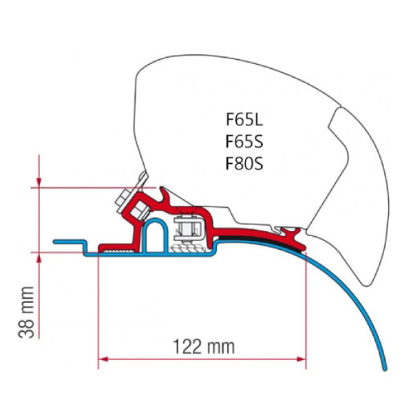 Adaptateur store Fiamma F65 F80 Ducato avant 2006