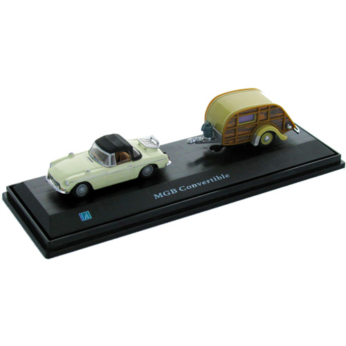 jouet de collection Cararama MGB avec caravane