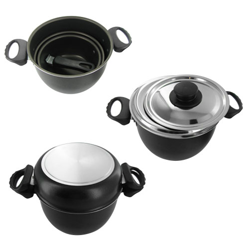 Popote alu anthracite 19cm 6+1 pices