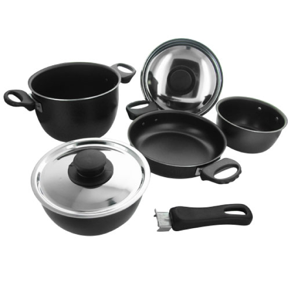 Popote alu anthracite 19cm 6+1 pices