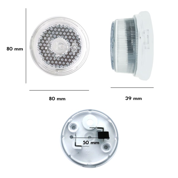 Feu de position JOKON blanc rond diamtre 80mm 