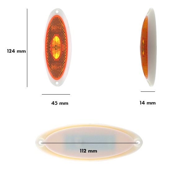 Feu gabarit latral  led Jokon orange 124X45mm