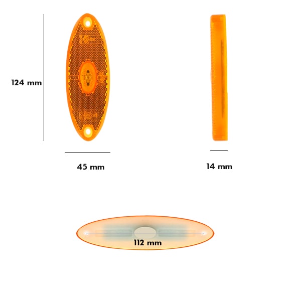 Feu gabarit latral  led Jokon orange 124X45x14mm