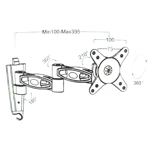 Support TV VESA 75/100 PREMIUM 3 articulations inclinable