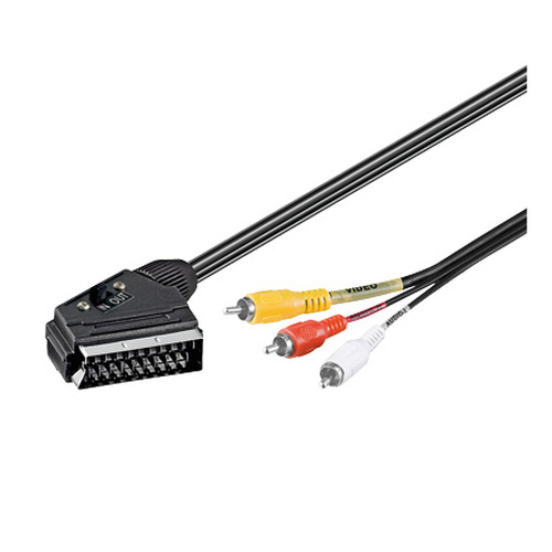 CABLE PERITEL MALE/RCA 1M50 switch OUT/IN