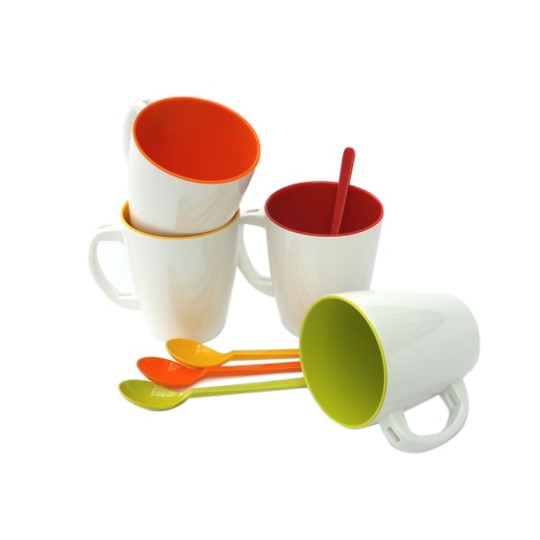 Lot De 4 Mugs En Céramique Avec Muguet, Env. 0,4 L