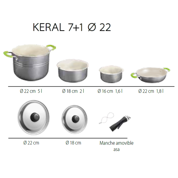 Popote XL Keral Aluminium 7 + 1 pices CERAMIC