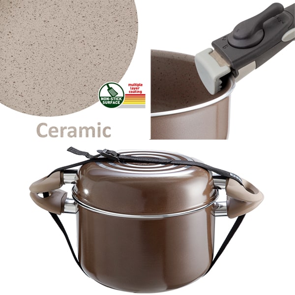 Popote alu ceramic Chocolate 20cm 7+1 pices