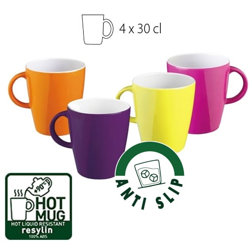 avis sur Lot de 4 HOT Mugs mlamine antidrapants