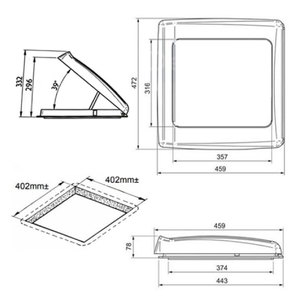 Lanterneau Thule Vent Translucide 40x40