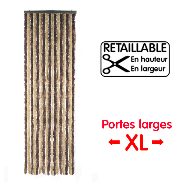 Rideau de porte XL 70 x 205 cm Marron-Beige