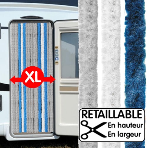 Rideau de porte chenille 70x205 cm Gris Bleu - Camping-car Caravane