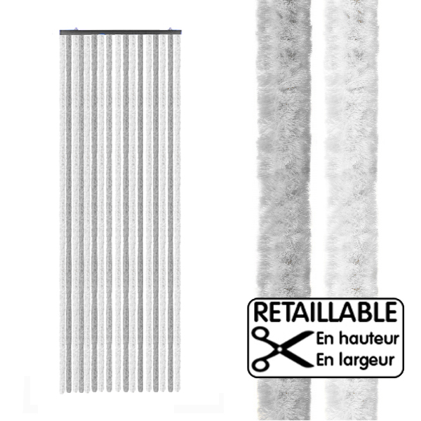 Rideau de porte XL 70 x 205 cm Gris-Blanc