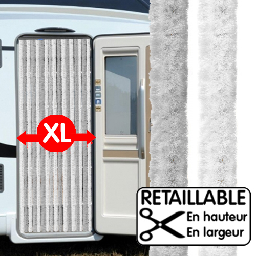 Rideau de porte chenille 70x205 cm Gris Bleu - Camping-car Caravane