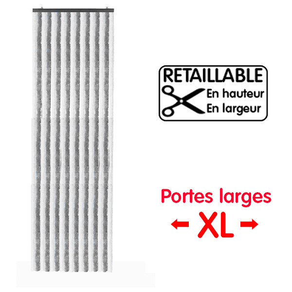 Rideau de porte XL 70 x 205 cm Gris-Blanc