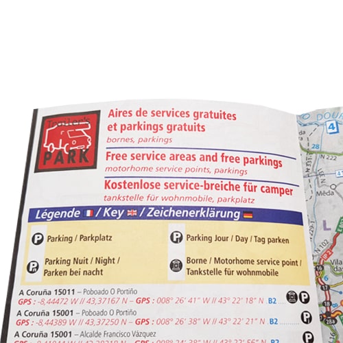 Carte ESPAGNE Aires de CC et parkings gratuits