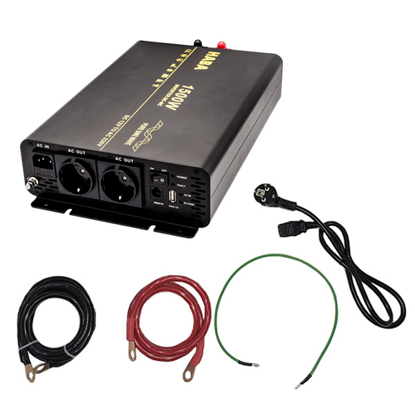 1500W Convertisseur Pur Sinus DC 12V à AC 220V Onduleur avec télécommande,  LED affichage