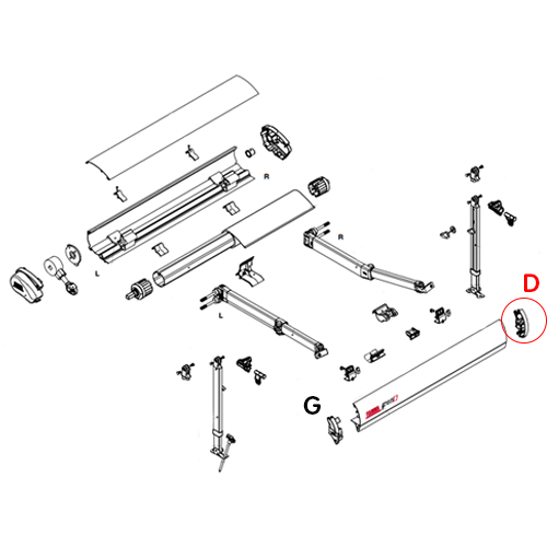 Embout droit Barre frontale store F65S